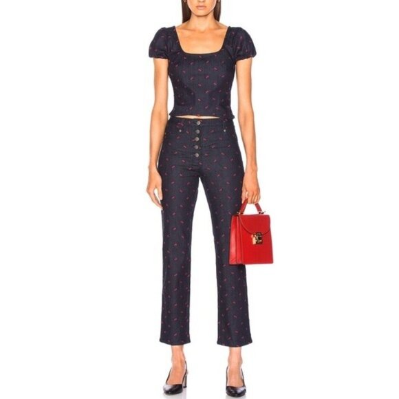 Miaou Floral Embroidered Rose Jeans 30 - Picture 5 of 11